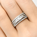 1.00 Carat Wedding Band Engagement Ring Set Solid Silver