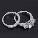 3.5 CT Round Cut Wedding Band Engagement Ring Set Bridal Silver