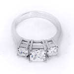 2.5 CT Sterling Silver Platinum Finish Princess Cut Three Stone Engagement Ring