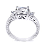 Sterling Silver Antique Style 2.5 CT Princess Cut Wedding Ring