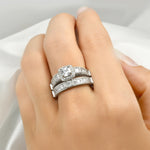 1.5 Carat Princess Cut Wedding Band Bridal Ring Set Real Solid Silver