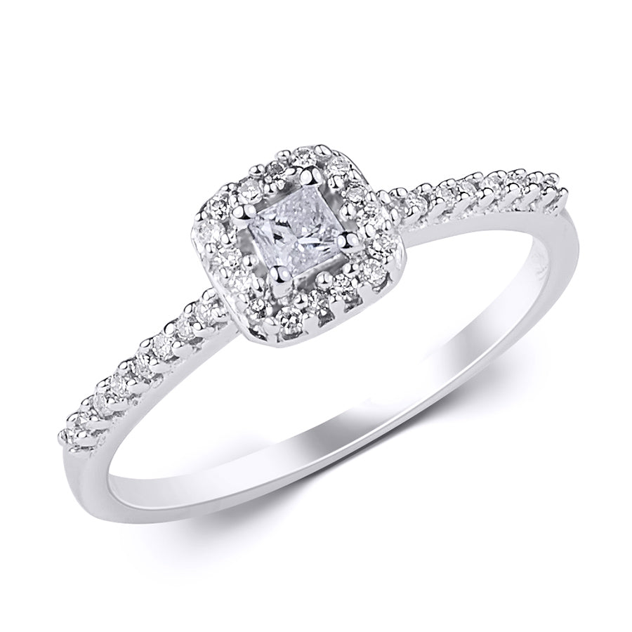 0.25 CT Carat Diamond Engagement RING Princess Cut 10k White Gold