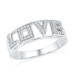 10kt White Gold Womens Round Diamond Love Band Ring 1/6 Cttw