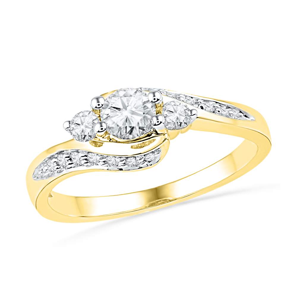 10k Yellow Gold Womens Round Diamond Bridal Wedding Engagement Anniversary Ring 1/2 Cttw