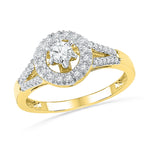 10kt Yellow Gold Womens Round Diamond Solitaire Split-shank Bridal Wedding Engagement Ring 3/8 Cttw