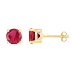 10kt Yellow Gold Womens Round Lab-Created Ruby Stud Earrings 2.00 Cttw