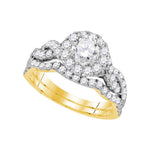 14kt Yellow Gold Womens Round Diamond Bridal Wedding Engagement Ring Band Set 1-3/4 Cttw