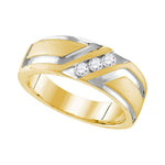 10k Yellow Gold Mens Round Diamond 2-tone Wedding Anniversary Band Ring 1/4 Cttw