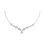 14kt White Gold Womens Princess Diamond Soleil Cluster Luxury 18" Necklace 1.00 Cttw