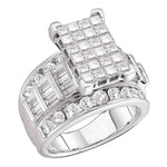 10kt White Gold Womens Princess Diamond Cluster Bridal Wedding Engagement Ring 3.00 Cttw