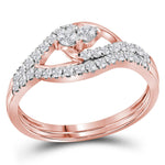 10kt Rose Gold Womens Round Diamond 2-Stone Bridal Wedding Engagement Ring Band Set 1/2 Cttw