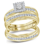10kt Yellow Gold His & Hers Round Diamond Solitaire Matching Bridal Wedding Ring Band Set 1/2 Cttw