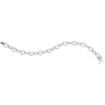 Sterling Silver Womens Round Diamond Heart Outline Link Bracelet 1/12 Cttw