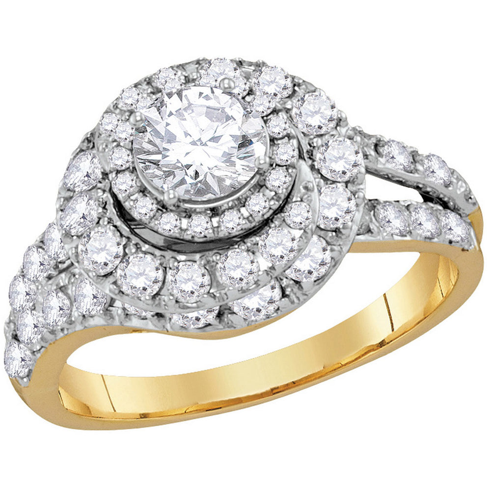 14k Yellow Gold Womens Certified Round Diamond Engagement Bridal Wedding Ring 2.00 Cttw