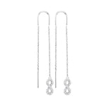 10kt White Gold Womens Round Diamond Infinity Threader Earrings 1/8 Cttw