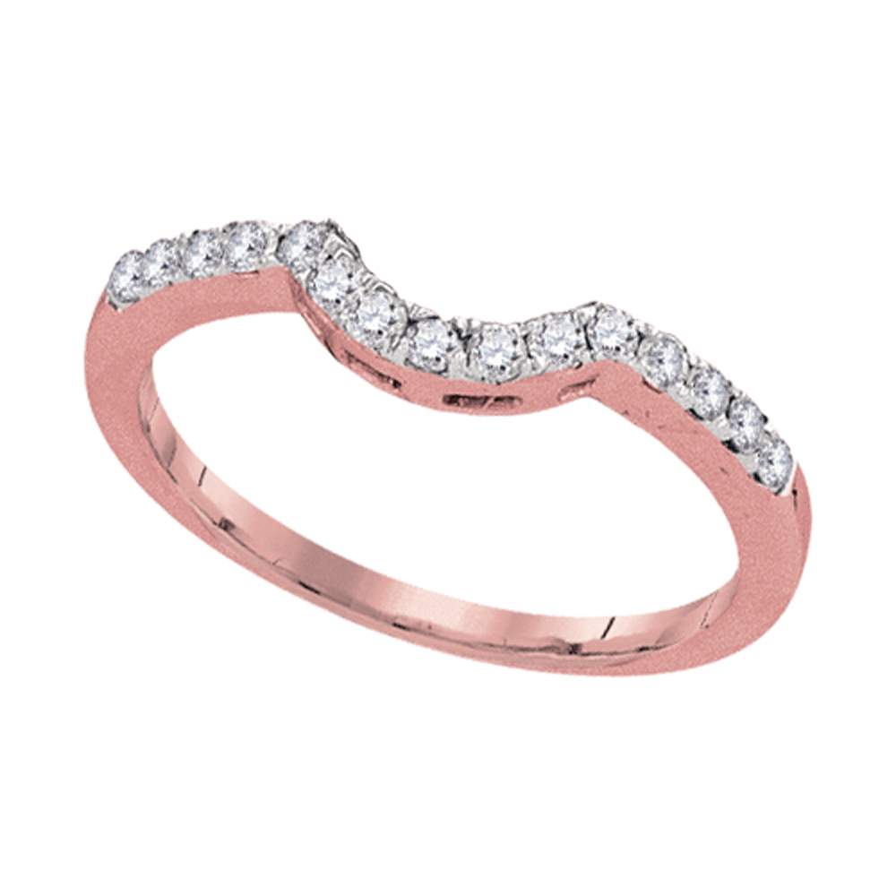 14kt Rose Gold Womens Round Diamond Contoured Wedding Enhancer Band  Ring 1/4 Cttw