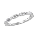 10kt White Gold Womens Round Diamond Woven Twist Stackable Band Ring 1/4 Cttw