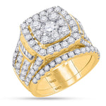 14kt Yellow Gold Womens Round Diamond Bridal Wedding Engagement Ring Band Set 4.00 Cttw
