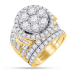 14kt Yellow Gold Womens Round Diamond Bridal Wedding Engagement Ring Band Set 6.00 Cttw