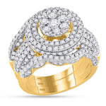 14kt Yellow Gold Womens Round Diamond Cluster Bridal Wedding Engagement Ring Band Set 2-3/8 Cttw