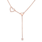 14kt Rose Gold Womens Round Diamond Heart Drop Pendant Necklace 1/6 Cttw