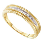 10kt Yellow Two-tone Gold Mens Round Channel-set Diamond Wedding Band 1/20 Cttw