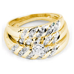 14kt Yellow Gold His & Hers Round Diamond Solitaire Matching Bridal Wedding Ring Band Set 1/12 Cttw