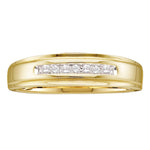 14kt Yellow Gold Mens Round Diamond Channel-set Wedding Anniversary Band Ring 1/12 Cttw