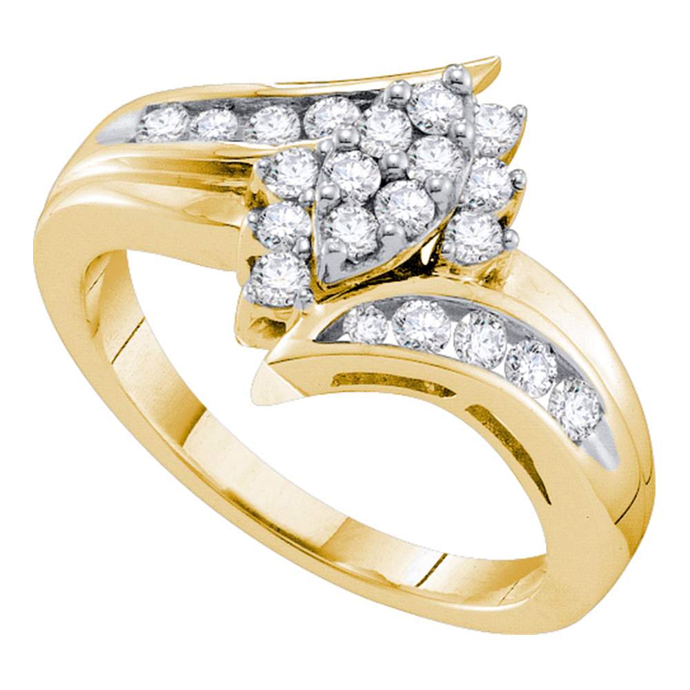 14kt Yellow Gold Womens Round Diamond Marquise-shape Cluster Ring 1/2 Cttw