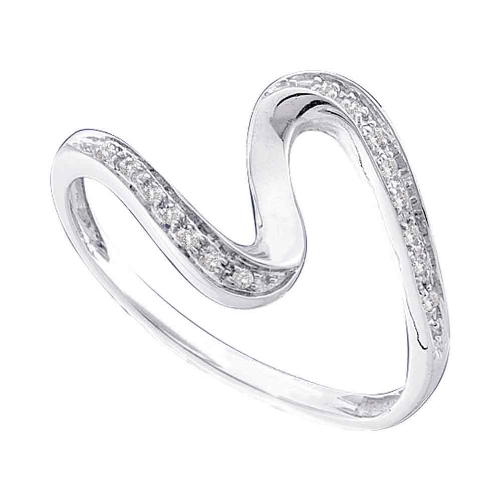 10kt White Gold Womens Round Diamond S Curve Band Ring 1/20 Cttw