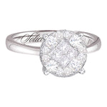 14kt White Gold Womens Princess Diamond Soleil Bridal Wedding Engagement Ring 1/2 Cttw