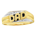 10kt Yellow Gold Mens Round Diamond Dad Father Band Ring .01 Cttw