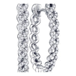 10kt White Gold Womens Round Diamond Woven Hoop Earrings 1/2 Cttw