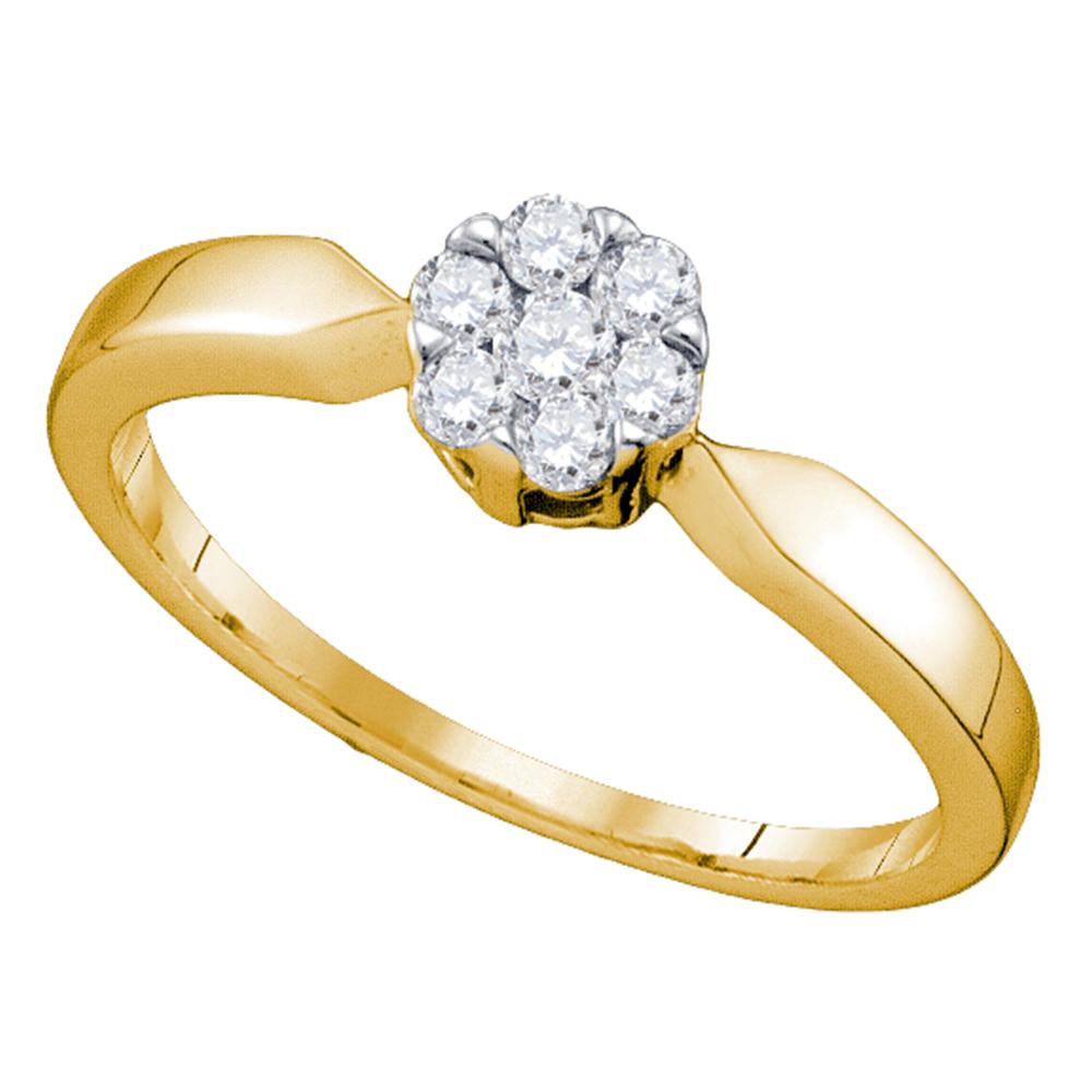 10k Yellow Gold Flower Cluster Diamond Womens Bridal Wedding Engagement Ring 1/4 Cttw