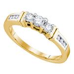 14kt Yellow Gold Womens Round Diamond 3-stone Bridal Wedding Engagement Ring 1/3 Cttw