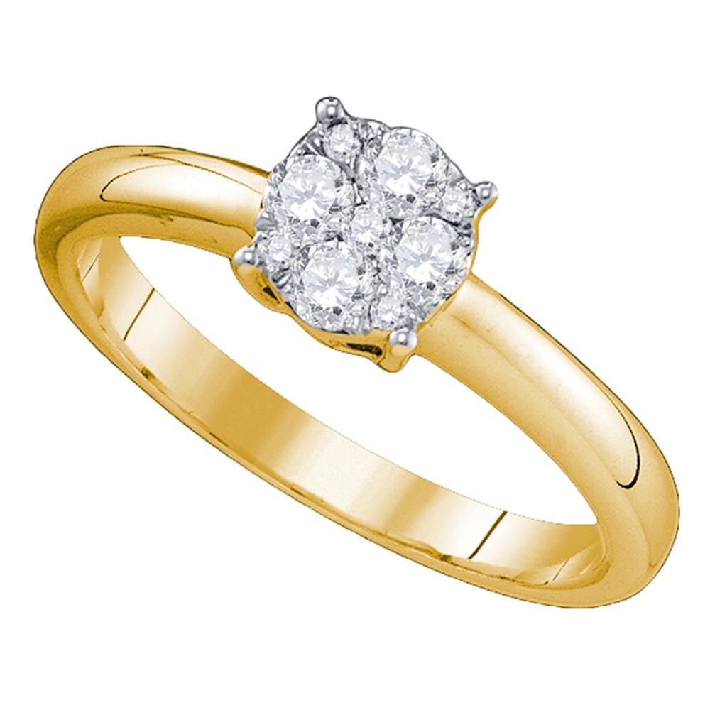 18kt Yellow Gold Womens Round Diamond Cluster Bridal Wedding Engagement Ring 1.00 Cttw