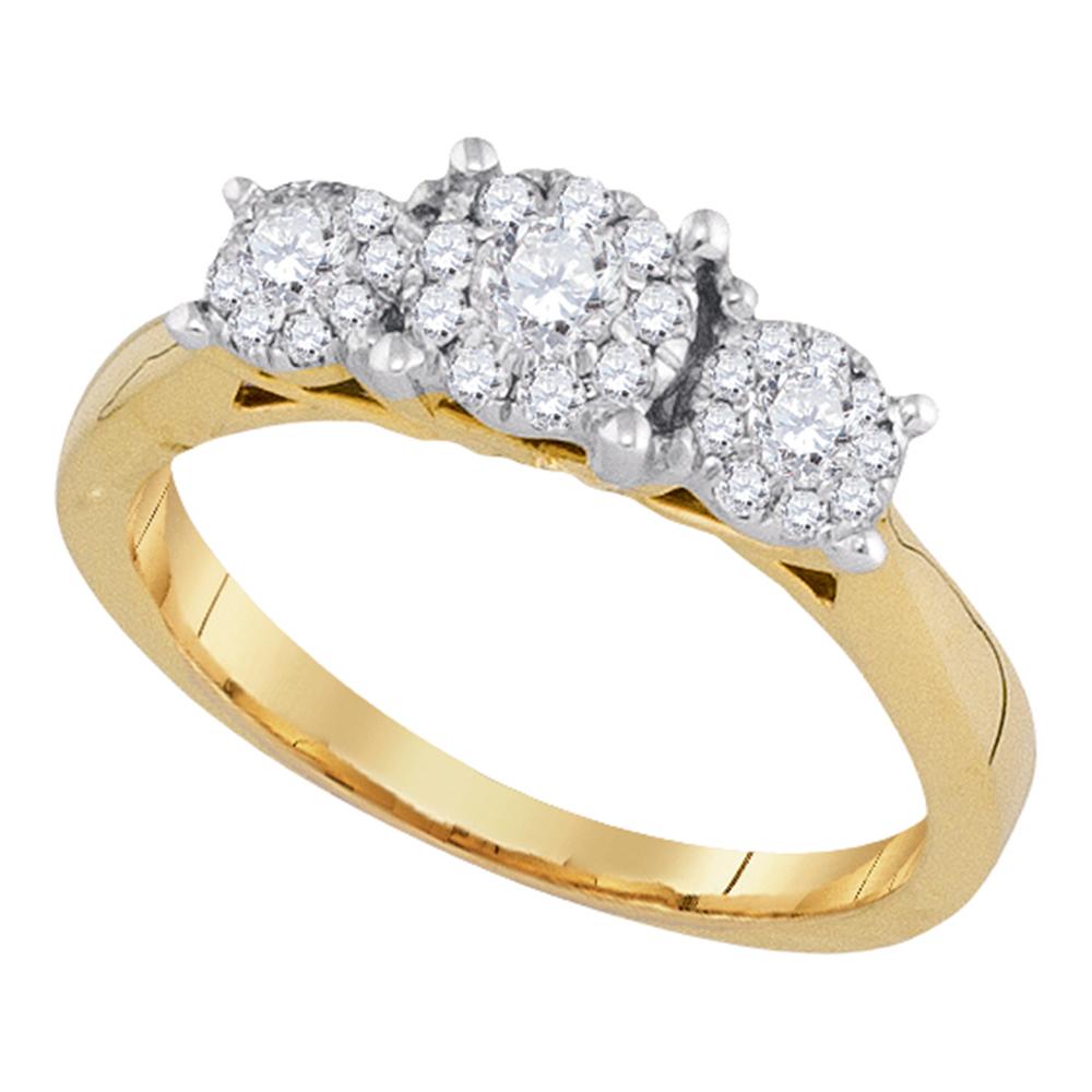 14k Yellow Gold Flower Cluster Diamond Womens Bridal Wedding Engagement Ring 1/2 Cttw