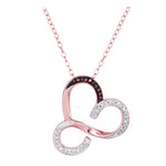 10kt Rose Gold Womens Round Red Color Enhanced Diamond Heart Love Pendant Necklace 1/8 Cttw