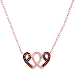 10kt Rose Gold Womens Round Red Color Enhanced Diamond Heart Awareness Ribbon Pendant Necklace 1/10 Cttw