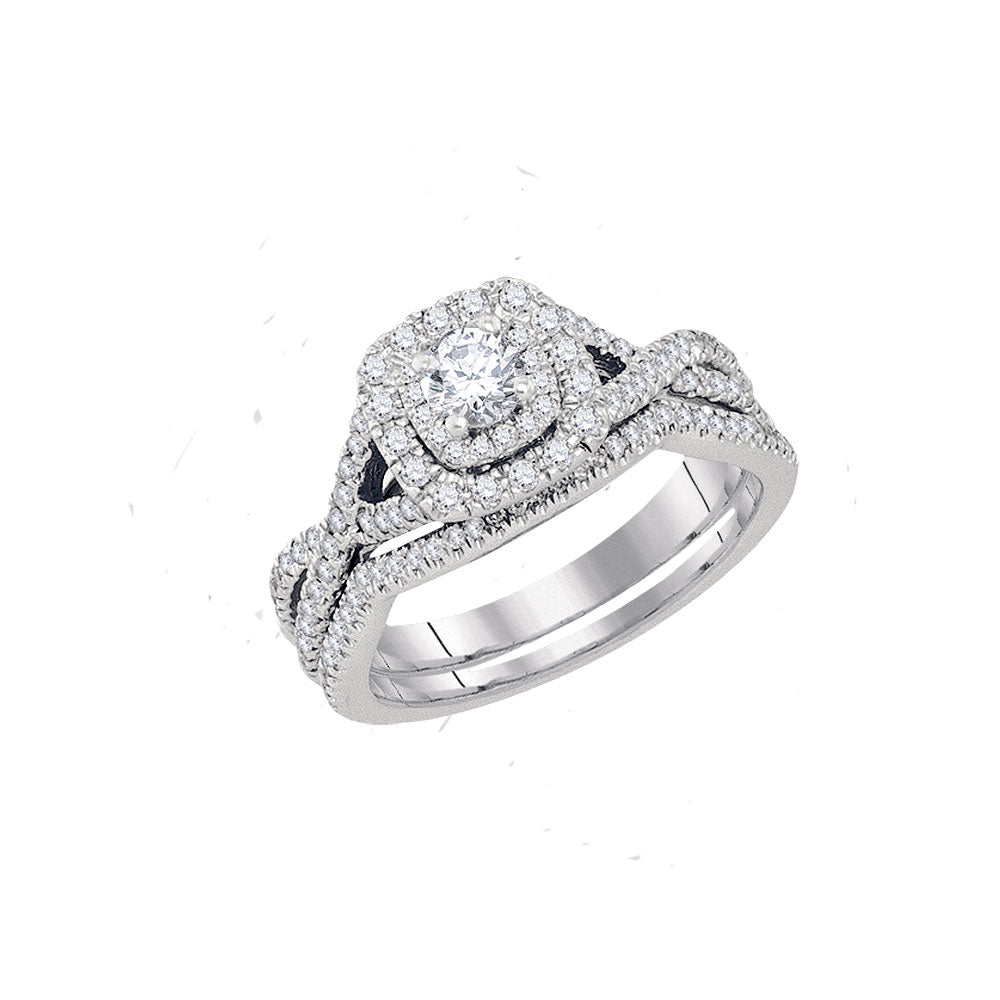 14kt White Gold Womens Round Diamond Twist Bridal Wedding Engagement Ring Band Set 3/4 Cttw (Certified)