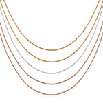 Multi Tone Sterling Silver 5-Strand Box Chain Necklace