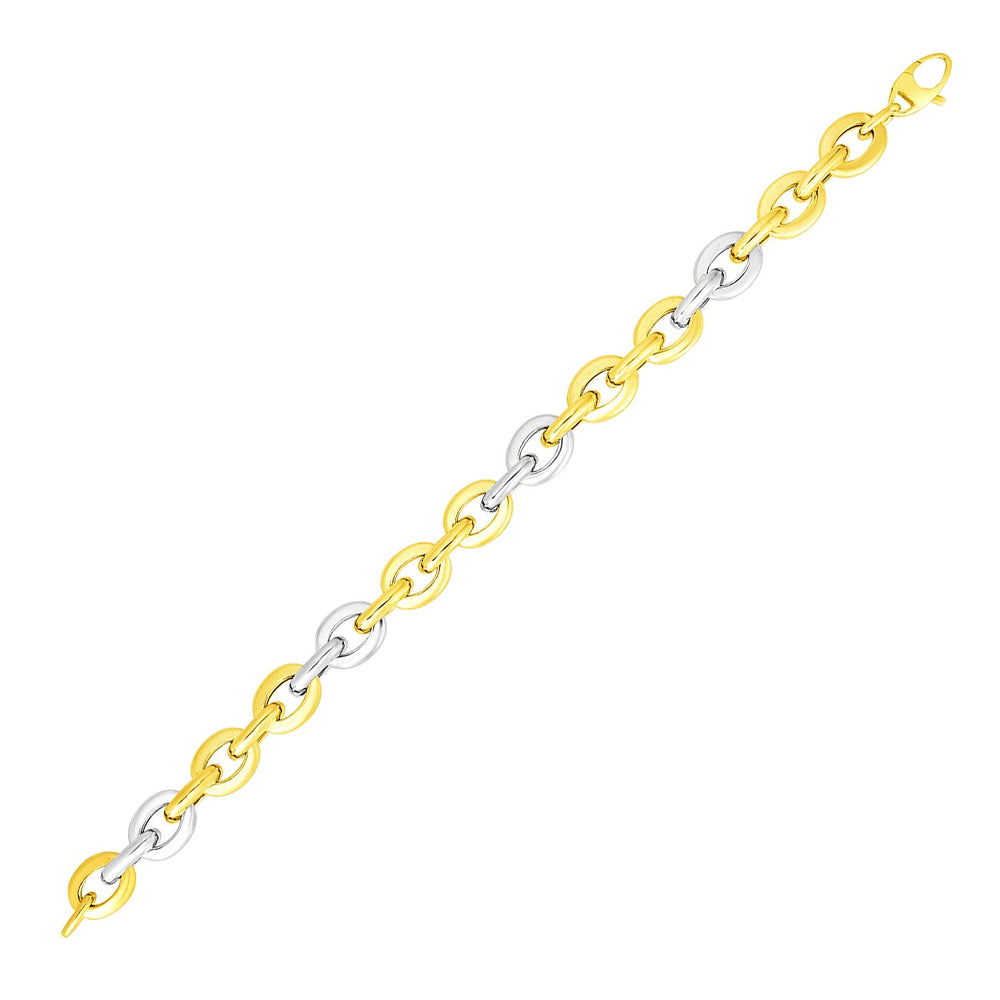 14k Two Tone Gold Link Bracelet