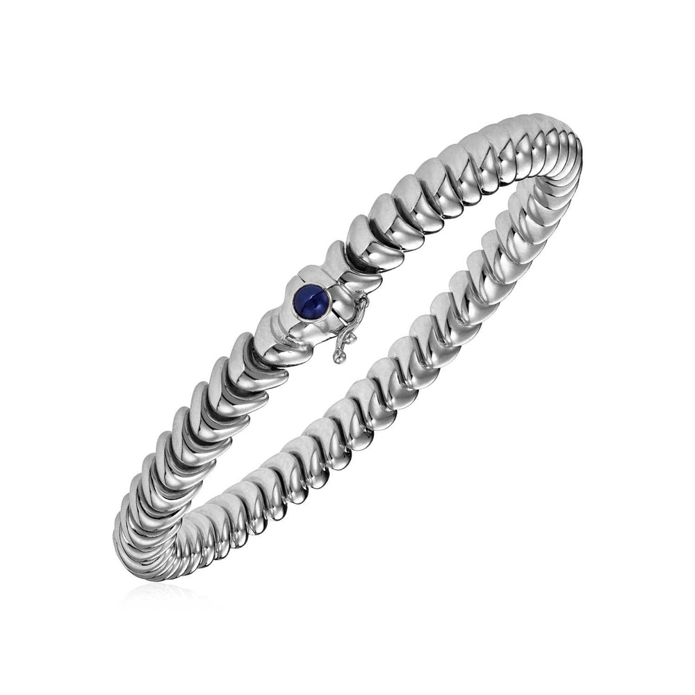 14k White Gold 7 1/2 inch Dragon Link Bracelet with Blue Sapphire
