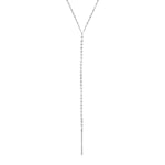 Lariat Style Bead and Polished Bar Necklace in Sterling Silver