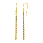 14k Tri Color Gold Three Toned Chain Dangle Earrings