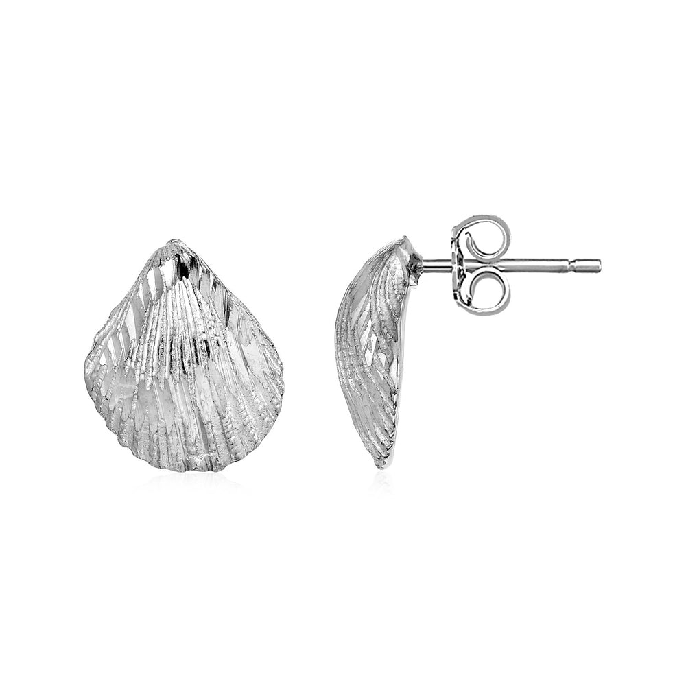 Textured Seashell Earrings in Sterling Silver