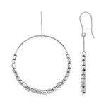 Wire Circle Earrings with Polished Beads in Sterling Silver