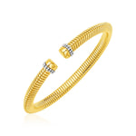 14k Two Tone Gold Textured Cuff Bangle
