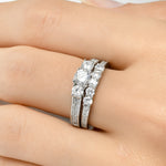 Three Stone 1.20 Carat Engagement Ring Set Round Cut Sterling Silver