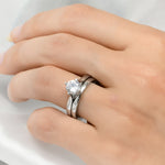 Womens 1.0 Carat Wedding BAND Anniversary RING Set Sterling Silver